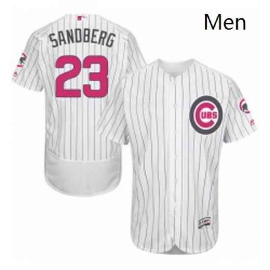 Mens Majestic Chicago Cubs 23 Ryne Sandberg Authentic White 2016 Mothers Day Fashion Flex Base MLB Jersey